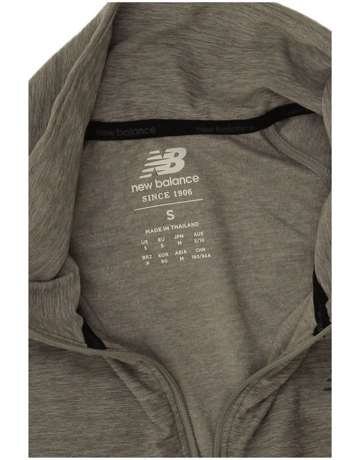 New Balance Top da donna con zip e collo a maniche lunghe UK 10 Small Grigio Poliestere