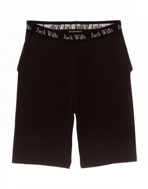 Jack Wills Womens Graphic Sport Shorts UK 8 Small Black Cotton