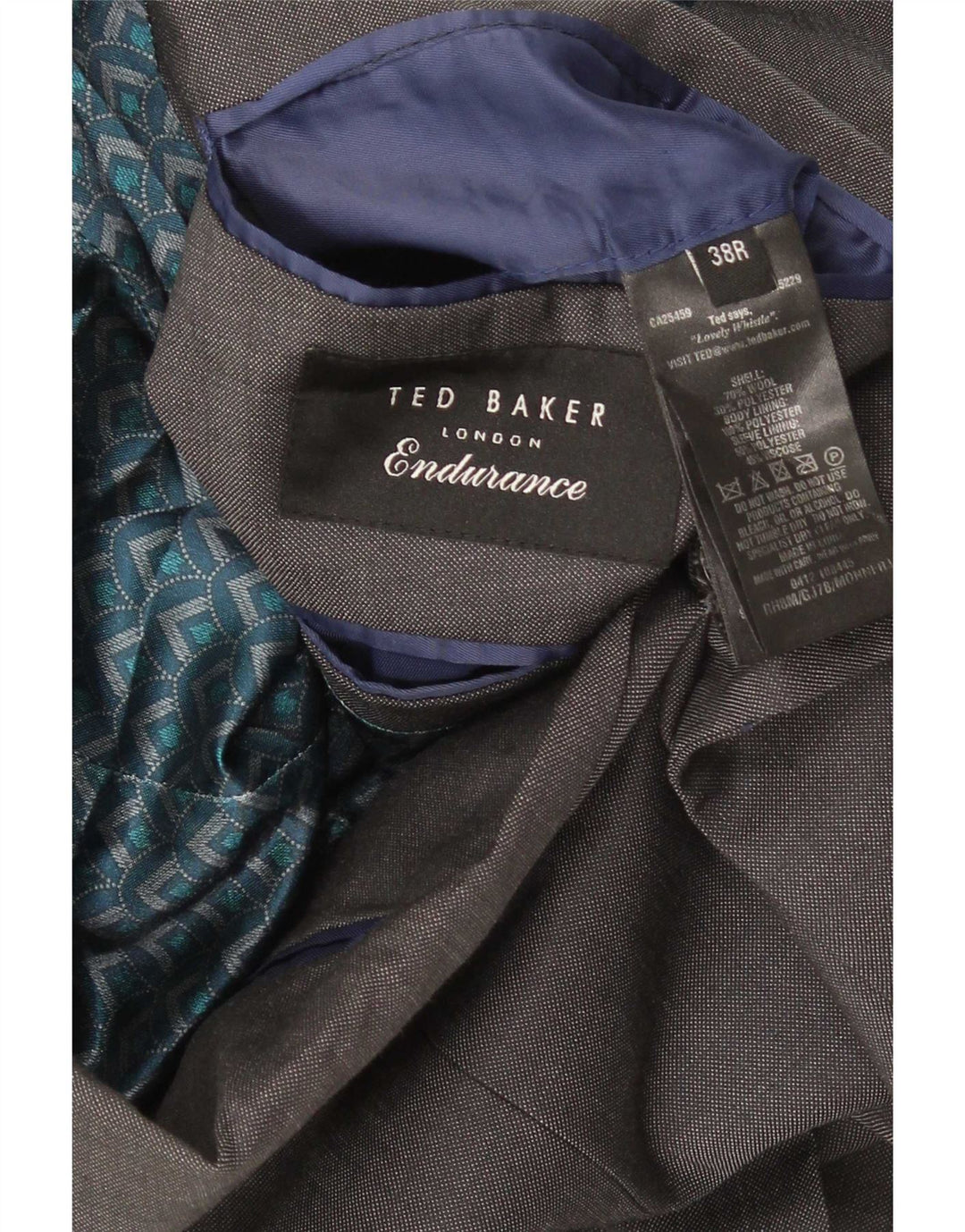 Giacca blazer da uomo a 2 bottoni Ted Baker UK 38 Lana grigio medio