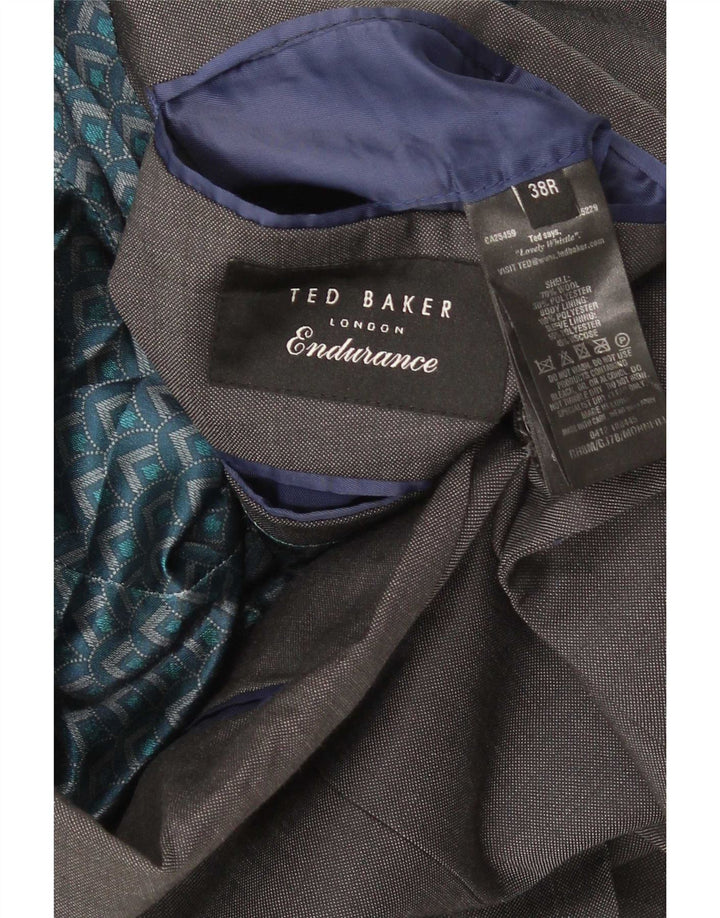 Giacca blazer da uomo a 2 bottoni Ted Baker UK 38 Lana grigio medio