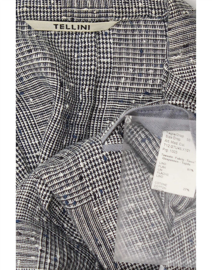 Giacca blazer da uomo a 2 bottoni Tellini IT 50 lino grande a quadri grigio