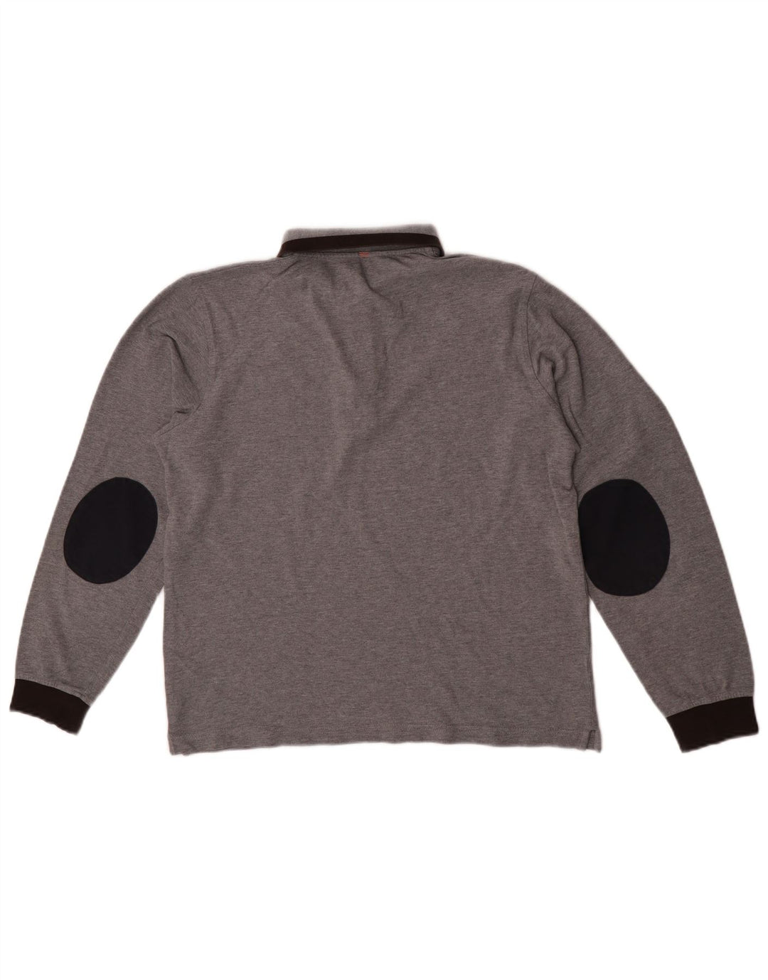 Polo da uomo a maniche lunghe Sun68 in cotone color block grigio medio