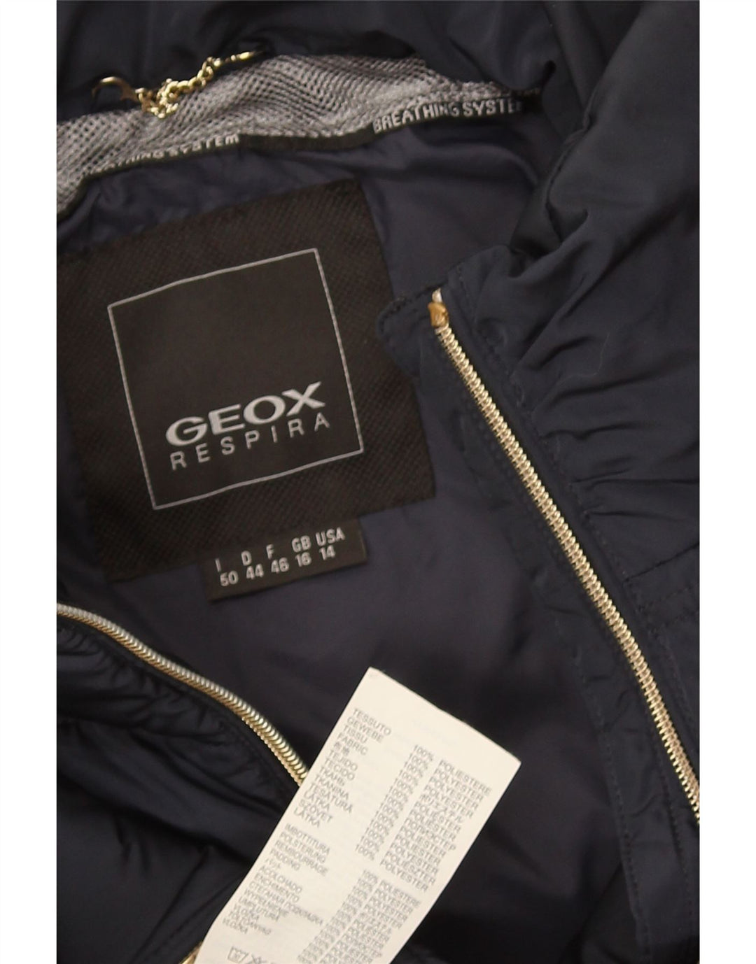 Giacca imbottita Geox da donna Respira UK 16 grande poliestere blu navy