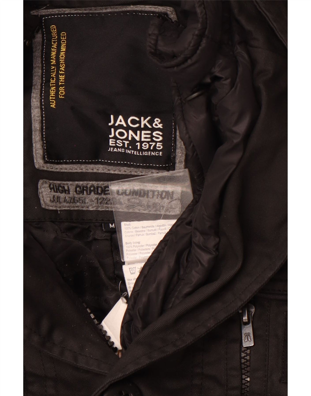 JACK & JONES Mens Utility Jacket UK 38 Medium Black Cotton