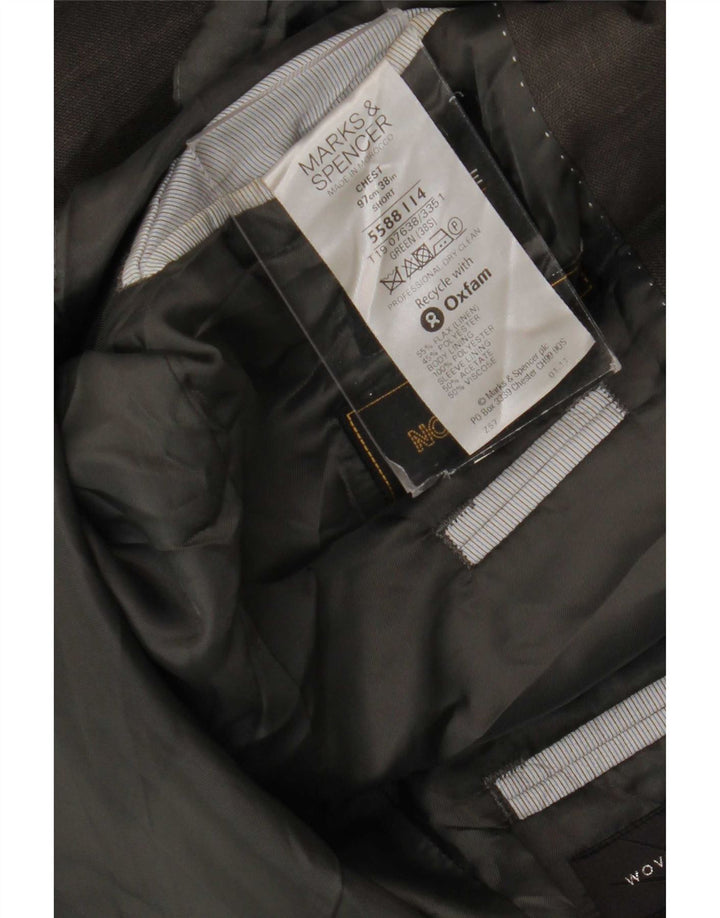 Giacca blazer a 2 bottoni da uomo Marks & Spencer UK 38 Lino verde medio