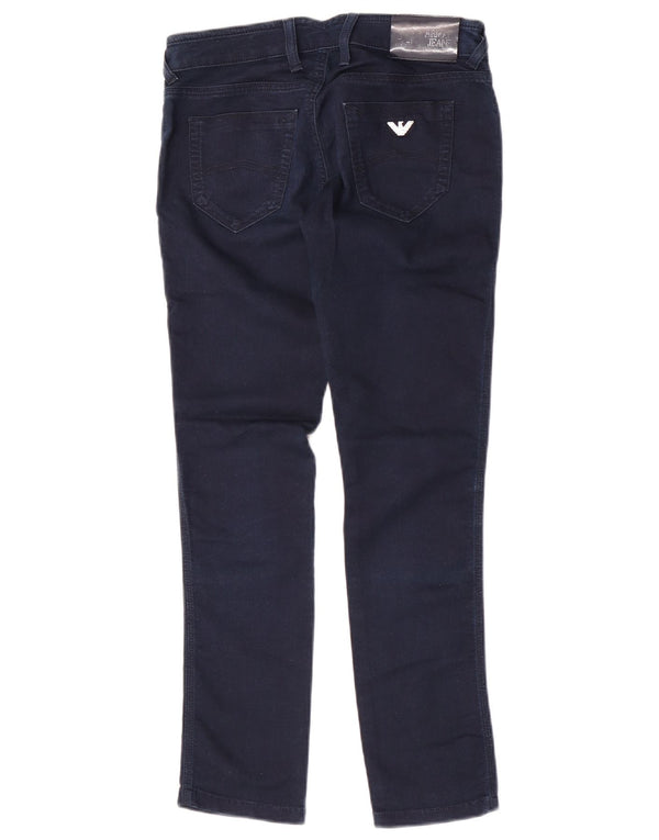 Pantaloni casual skinny da donna Armani W27 L28 in cotone blu navy