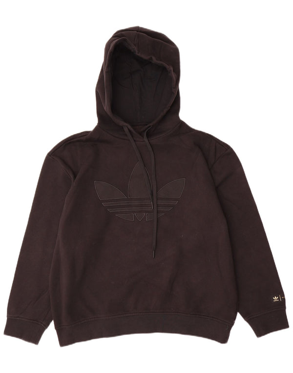 Felpa con cappuccio oversize grafica da donna Adidas UK 6 XS cotone nero