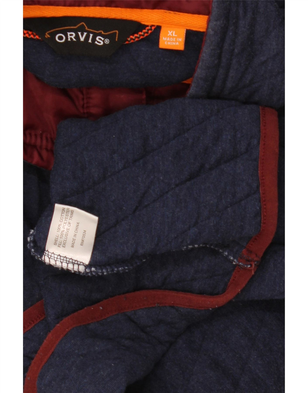 ORVIS Felpa da uomo con collo abbottonato Maglione XL Cotone blu navy