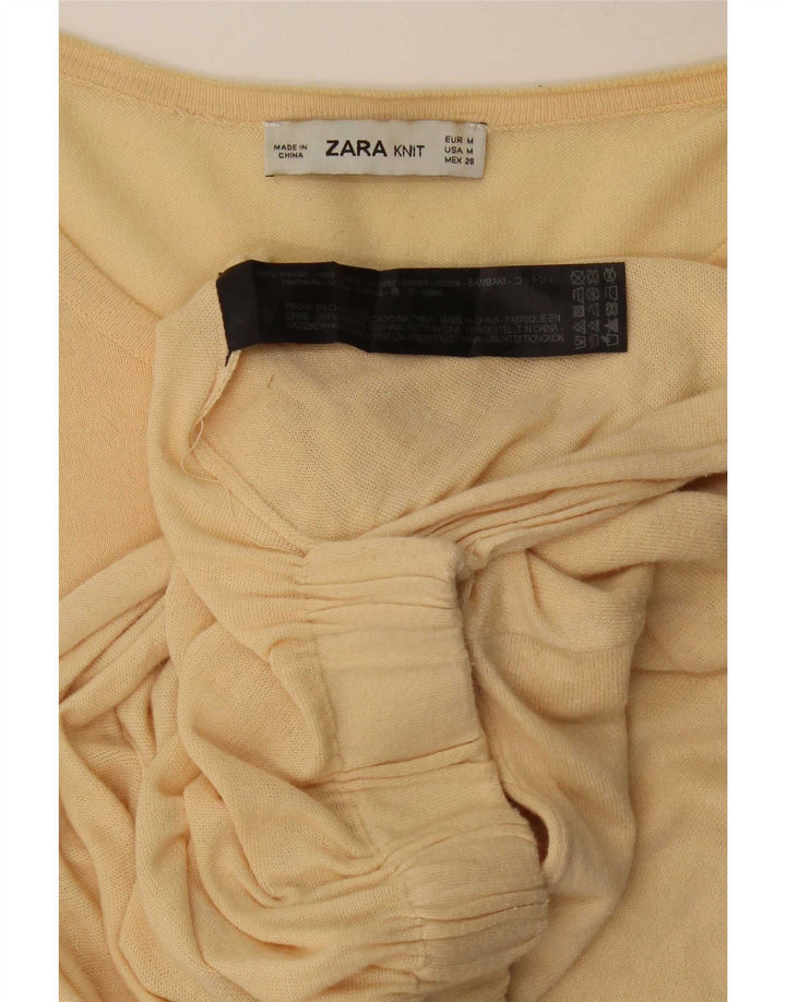 Top Zara da donna con maniche a 3/4, taglia UK 14, cotone beige medio