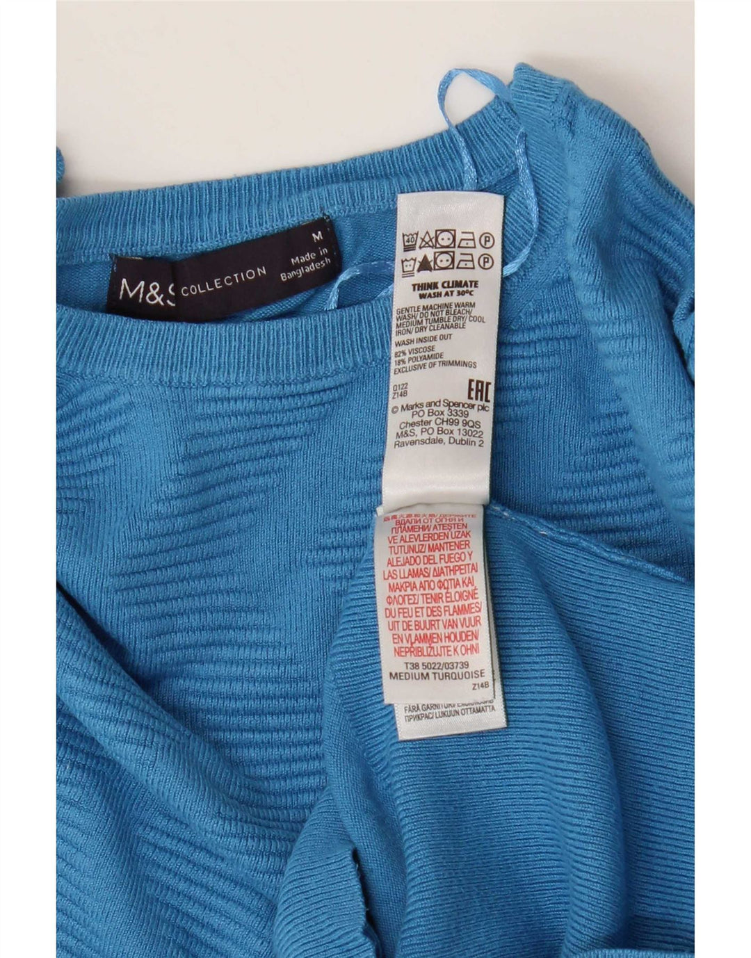 Maglione maglione con scollo a barca da donna Marks & Spencer UK 12 Chevron blu medio