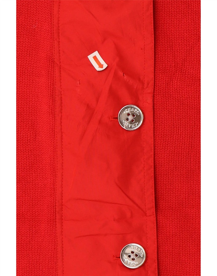 Maglione cardigan senza maniche da donna CHAPS UK 16 grande cotone rosso