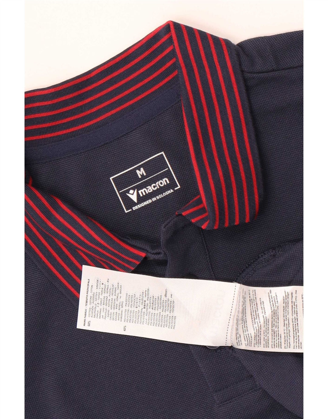 Polo Uomo Macron Cotone Rigato Medio Blu Navy