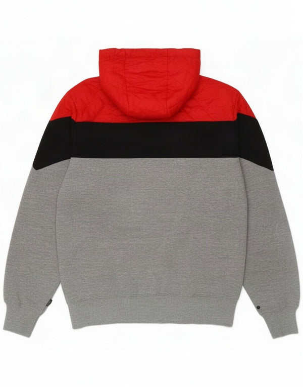 Sneaker Freak Maglione con cappuccio e zip da uomo grande in cotone color block grigio