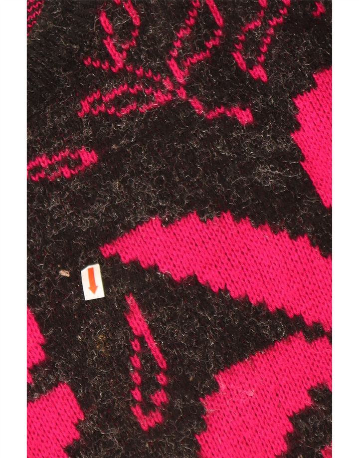 Maglione maglione con scollo a barca da donna VINTAGE UK 20 2XL Acrilico floreale nero