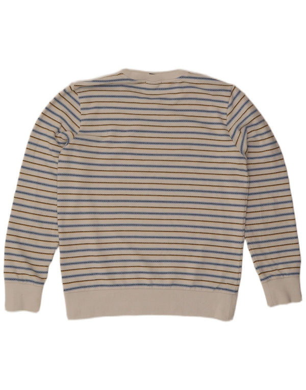 Felpa da uomo Scotch & Soda Maglione grande in cotone a righe bianco sporco