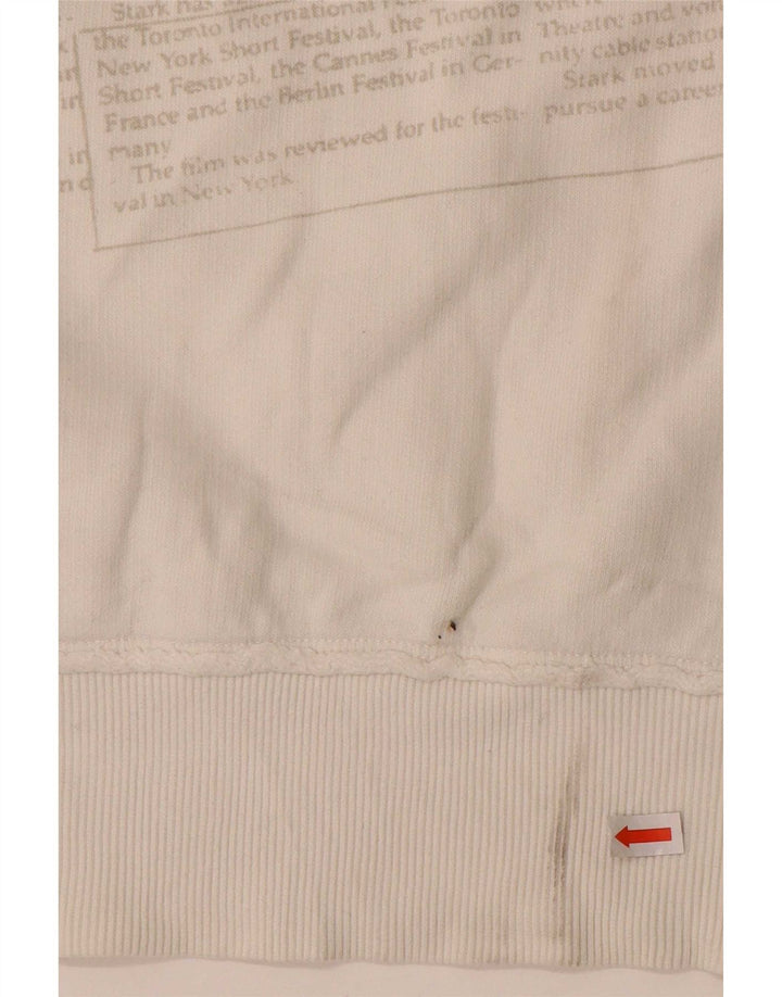 Felpa grafica da uomo Datch, maglione, cotone bianco medio