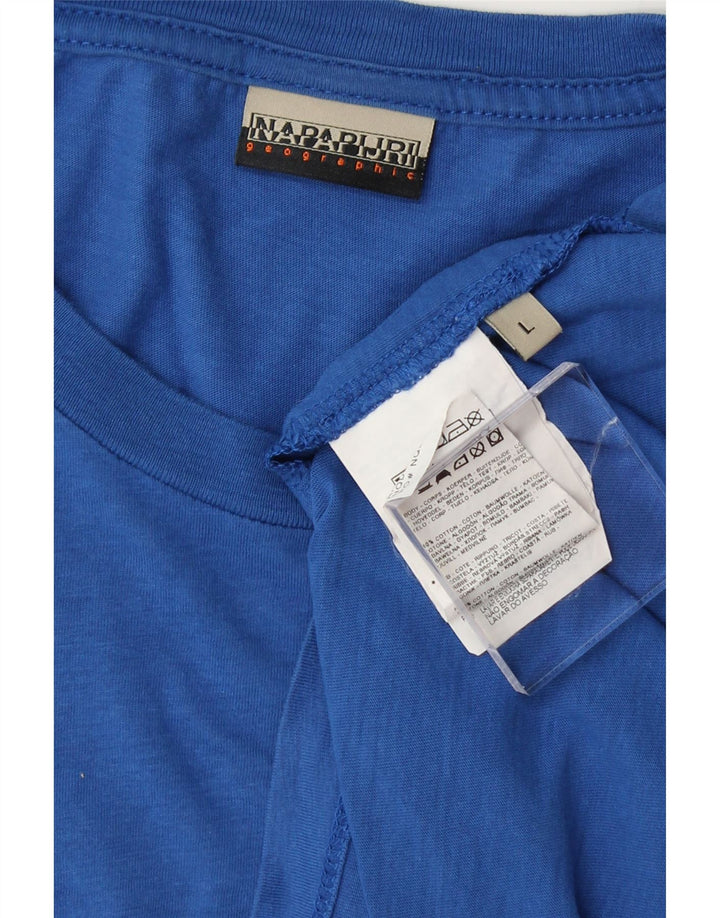 NAPAPIJRI Mens Graphic T-Shirt Top Large Blue Cotton Vintage Napapijri and Second-Hand Napapijri from Messina Hembry 