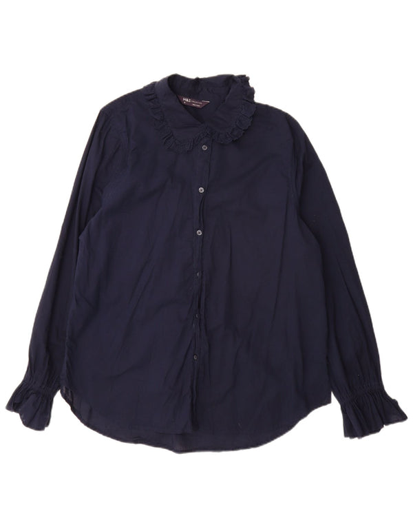 Camicetta da donna Marks & Spencer UK 12 cotone blu navy medio