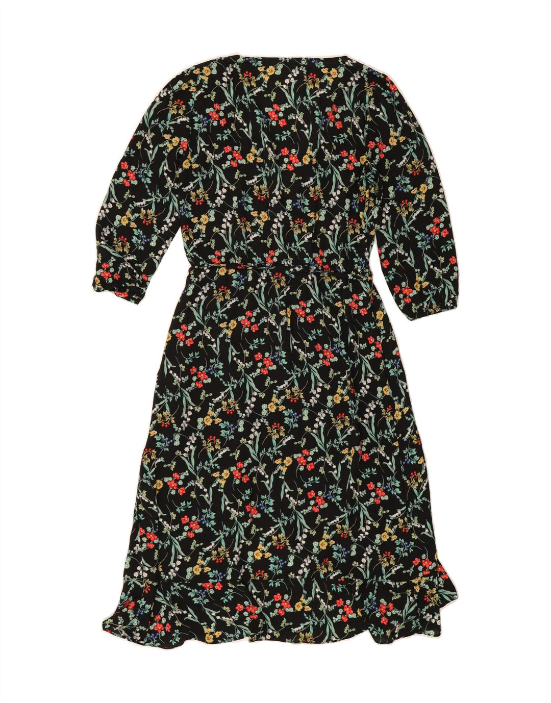 OASIS Womens 3/4 Sleeve Maxi Dress UK 10 Small Black Floral Polyester Vintage Oasis and Second-Hand Oasis from Messina Hembry 