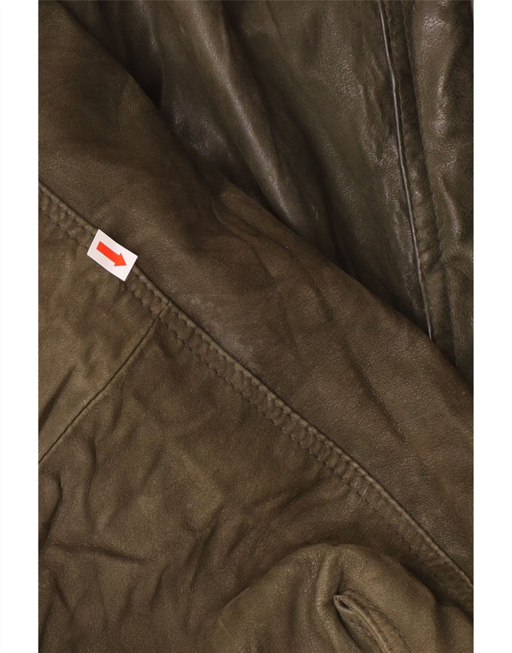 Giacca in pelle vintage da uomo IT 52 XL in pelle kaki