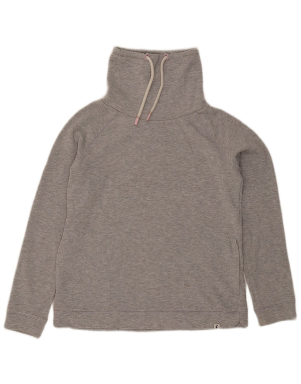Felpa Joules da donna con collo alto, maglione UK 12, cotone chiazzato grigio medio