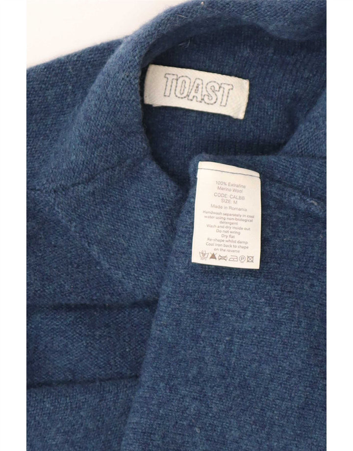 Maglione maglione da donna con collo dolcevita Toast UK 14 Lana merino blu medio