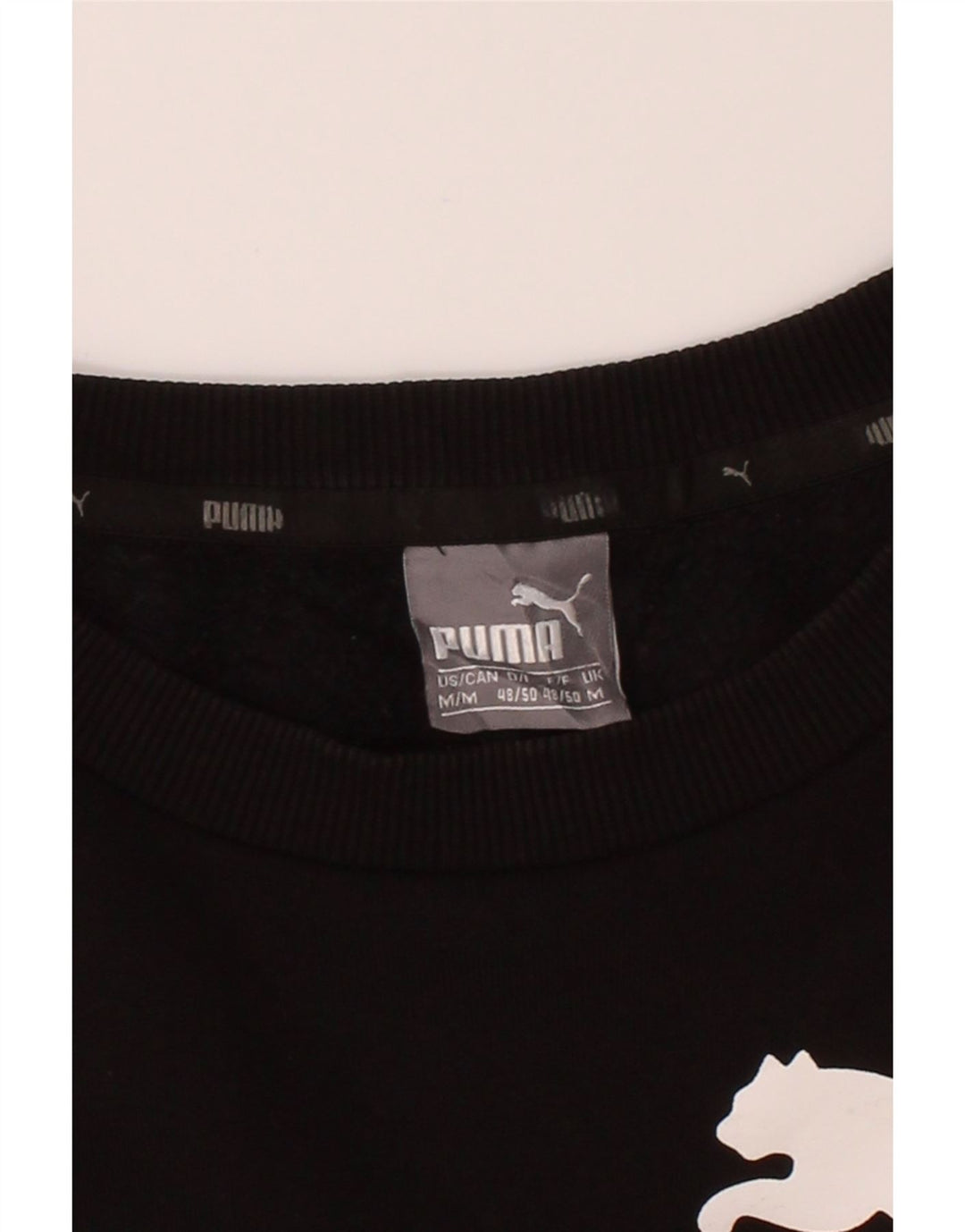 PUMA Mens Graphic Sweatshirt Jumper Medium Black Cotton Vintage Puma and Second-Hand Puma from Messina Hembry 