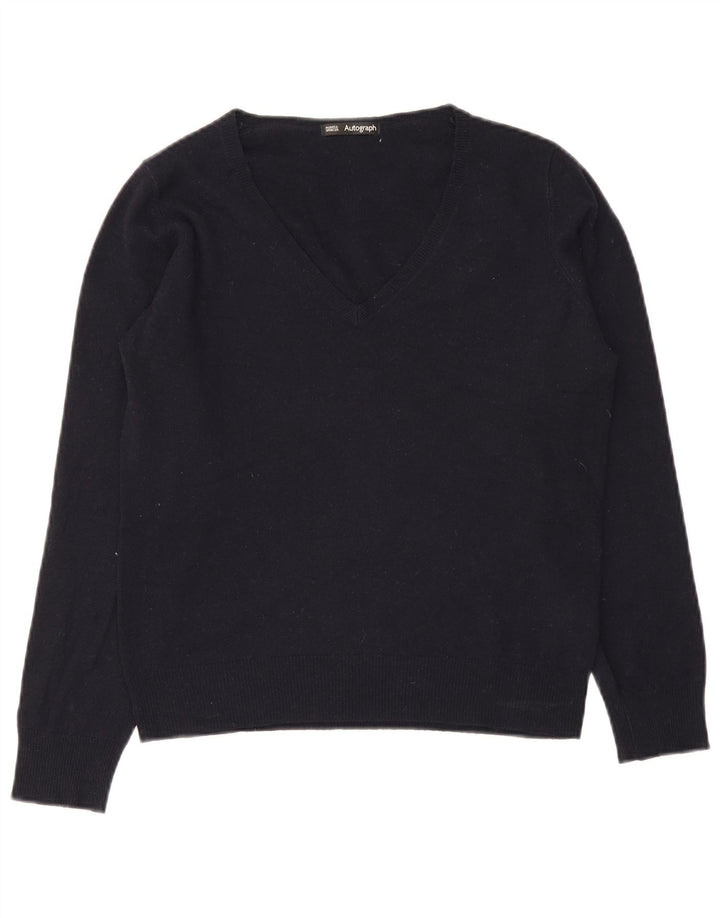 Maglione maglione con scollo a V da donna Marks & Spencer UK 12 medio blu navy