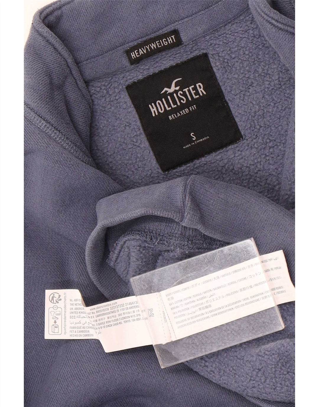 Felpa Hollister da uomo con zip e collo, maglione piccolo, cotone blu