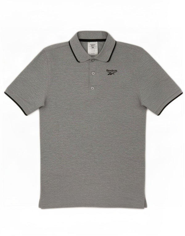 Polo Reebok da uomo XS in cotone chiazzato grigio