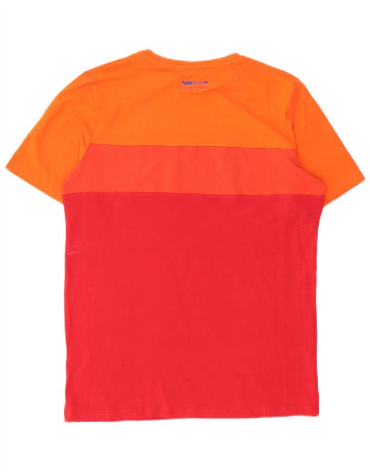 T-shirt da uomo Gas Top grande in cotone color block rosso