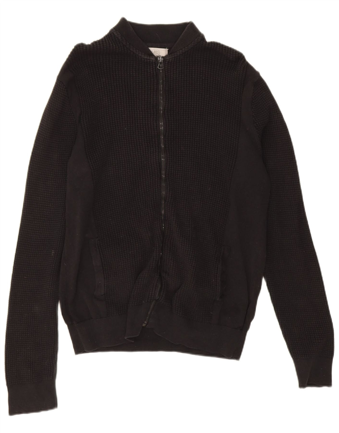 Maglione cardigan vestibilità regolare da uomo Marks & Spencer in cotone nero medio