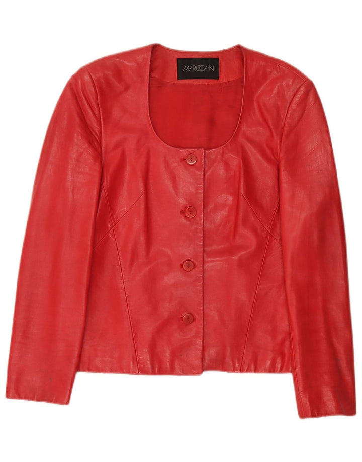 Marc Cain Giacca Blazer in Pelle da Donna a 4 Bottoni US Small Rossa
