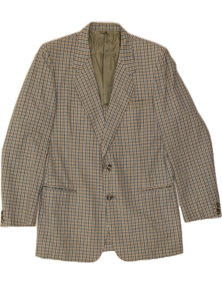 VINTAGE Mens 2 Button Blazer Jacket UK 38 Medium Grey Check Wool Vintage Vintage and Second-Hand Vintage from Messina Hembry 