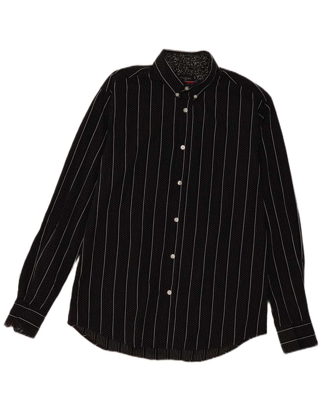 Camicia da uomo dalla vestibilità regolare Pierre Cardin in cotone a righe nere medie