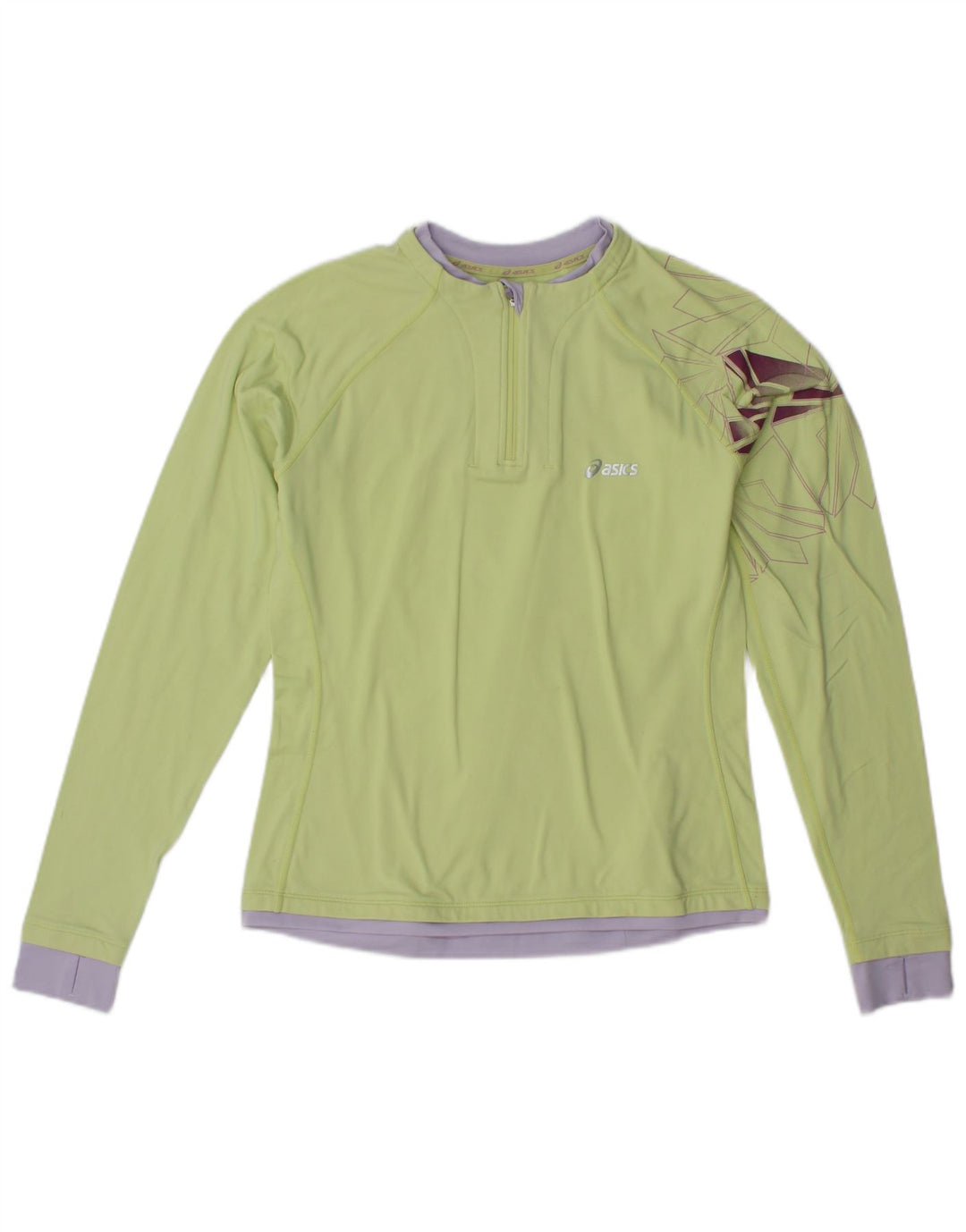 Maglietta ASICS da donna con grafica pullover UK 10 Small Green Colourblock