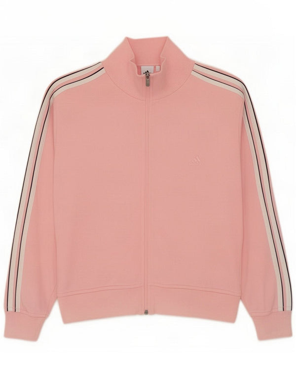 Adidas Womens Tracksuit Top Jacket UK 14 Medium Pink Cotton