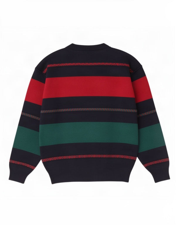 State of Art Mens Crew Neck Jumper Sweater Large Navy Blue Striped