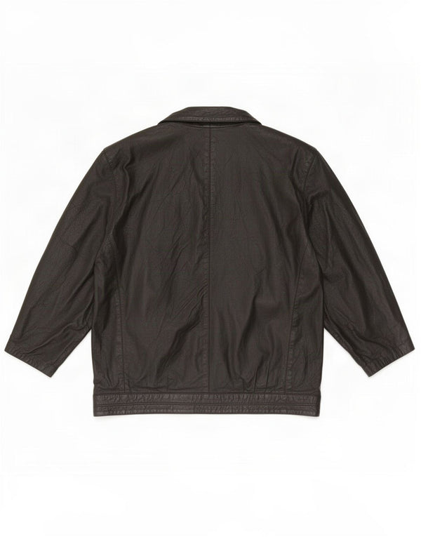 Giacca in pelle vintage da donna UK 42 XL nera