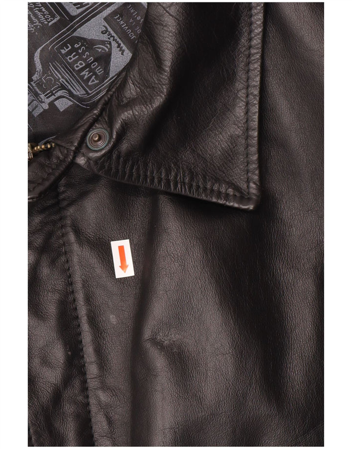 Giacca in pelle bomber militare vintage da uomo UK 42 XL nera