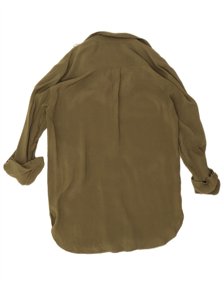 Zara Donna Camicia Lunga Camicetta UK 14 Medio Cachi