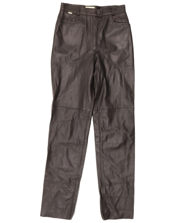 Pantaloni in pelle a vita alta da donna Woodlands UK 12 medi W26 L33 neri
