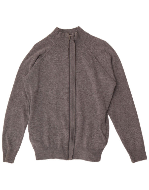 Maglione Zara da uomo con zip e collo XL in lana grigia