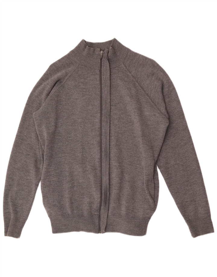 Maglione Zara da uomo con zip e collo XL in lana grigia