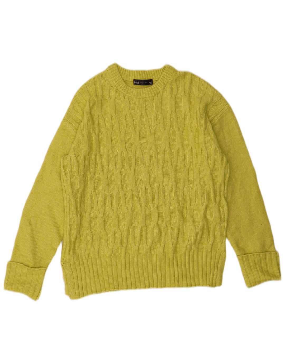 Maglione maglione girocollo da donna Marks & Spencer UK 14 giallo medio