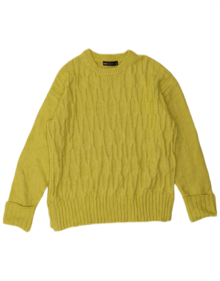 Maglione maglione girocollo da donna Marks & Spencer UK 14 giallo medio
