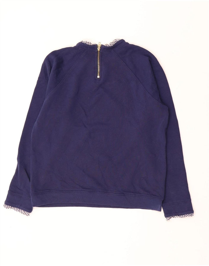 J. CREW Felpa da donna Maglione UK 14 Medio Blu Navy Cotone