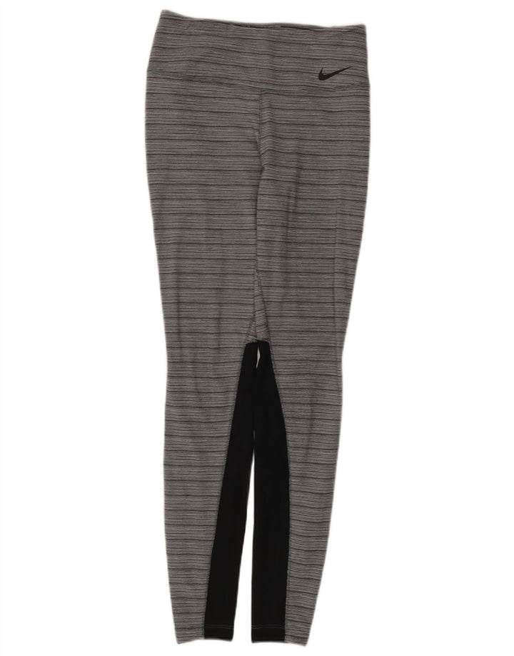 Leggings Nike Dri Fit da donna UK 8 Small Grigio Colourblock Nylon