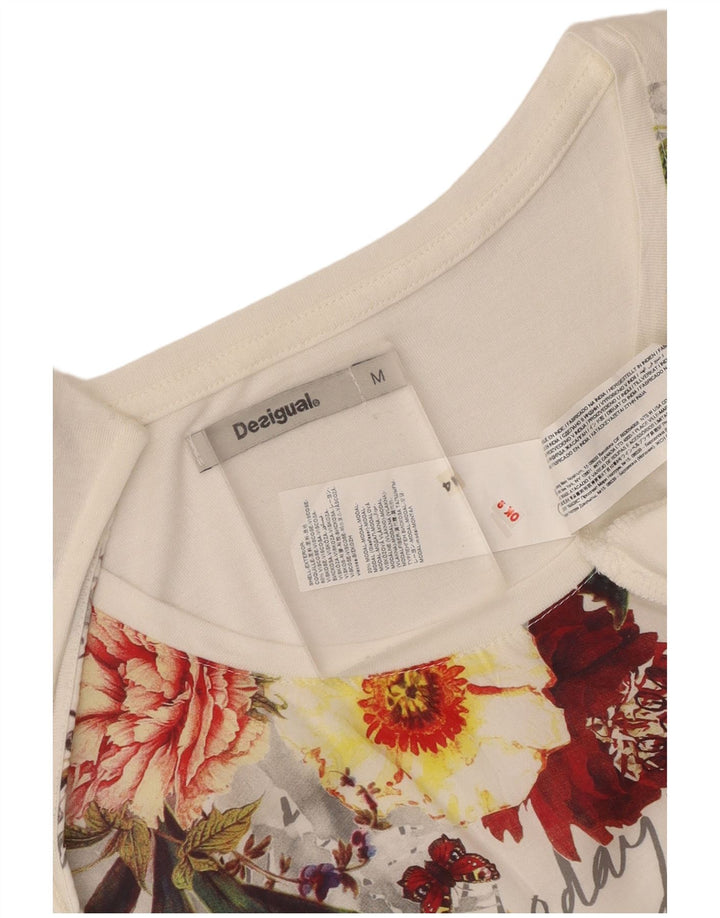 Desigual Donna Graphic Tunica Top UK 12 Viscosa floreale bianca media