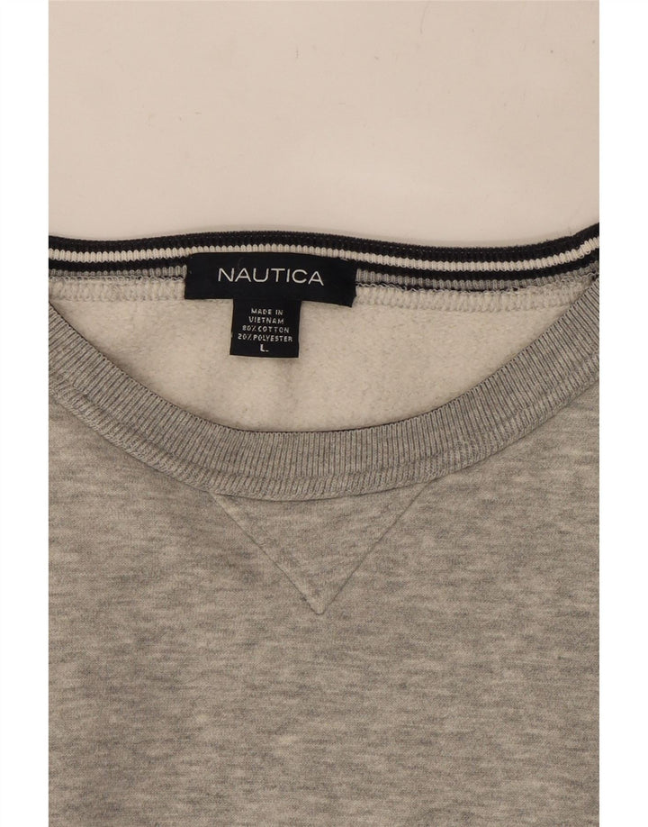 NAUTICA Felpa da uomo Maglione grande in cotone grigio